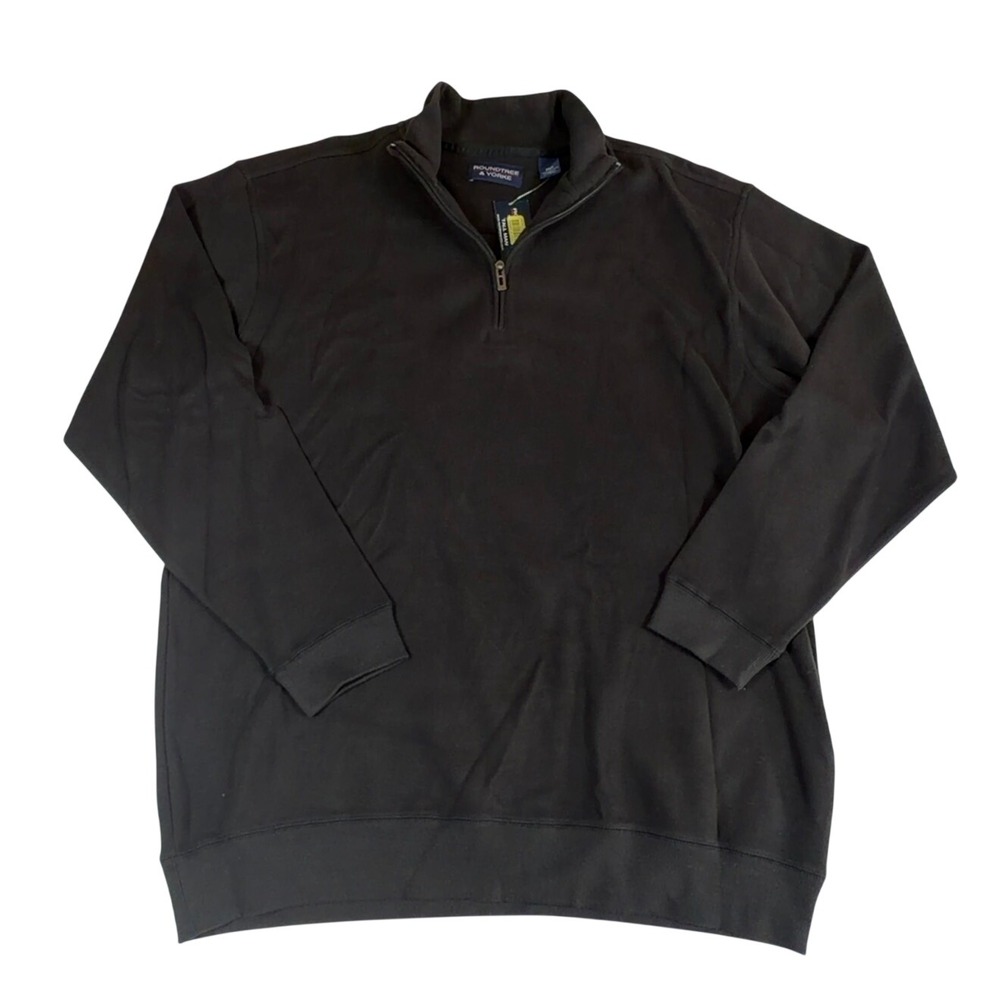 Roundtree & Yorke Mens 2XLT French Rib Quarter Zip Pullover Black F45KR850T